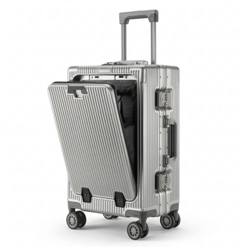 Valise Cabine Premium Aluminium avec Ouverture Frontale & Port USB