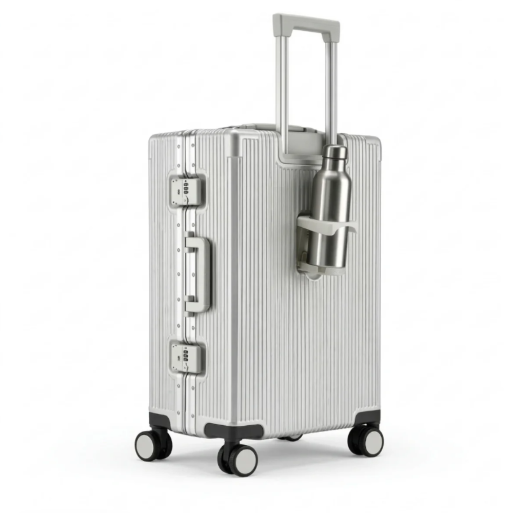 Valise Cabine Premium Aluminium avec Ouverture Frontale & Port USB