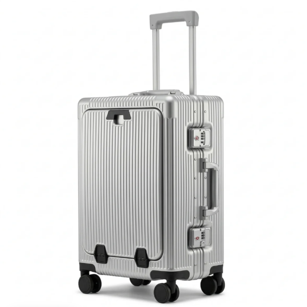 Valise Cabine Premium Aluminium avec Ouverture Frontale & Port USB