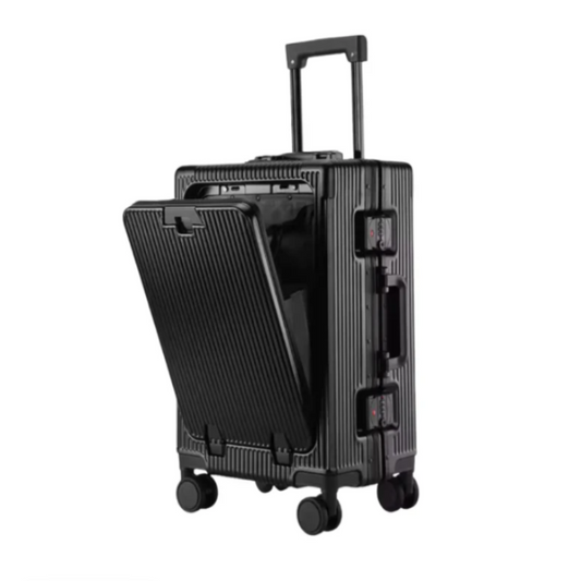Valise Cabine Premium Aluminium avec Ouverture Frontale & Port USB