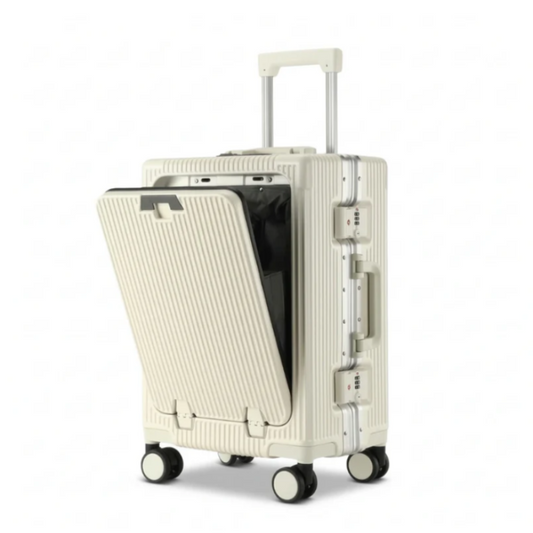 Valise Cabine Premium Aluminium avec Ouverture Frontale & Port USB